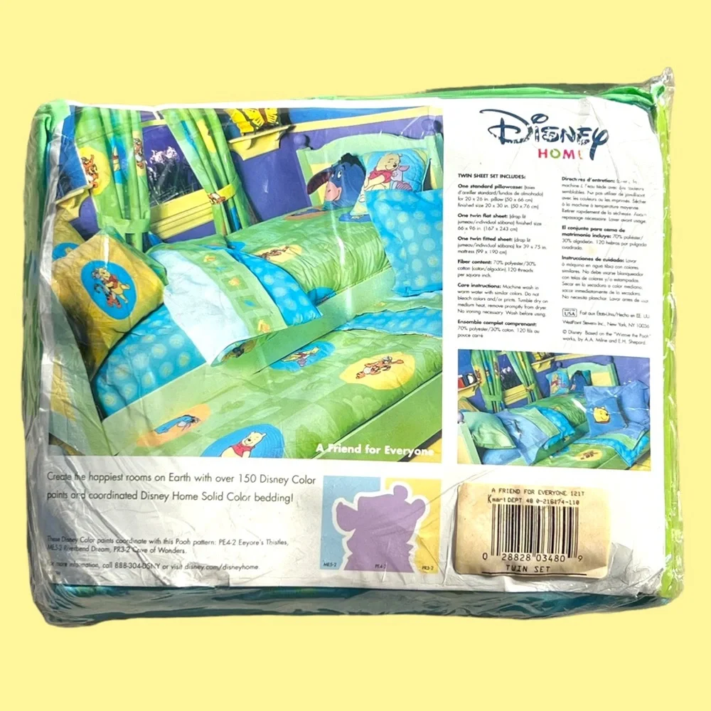 Winnie The Pooh Collection TWIN SHEET SET 3 Pieces Disney Home 1990's. NWT.